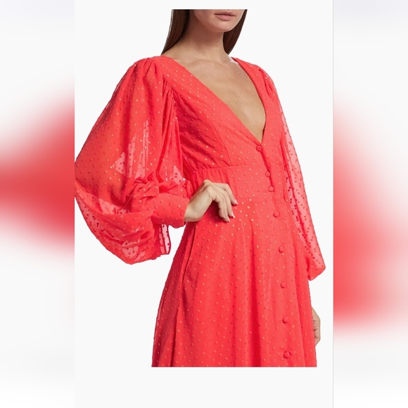 KIMBERLY GOLDSON CORAL GOLD, LESLI JACQUARD MAXI DRESS, LONG SLEEVES, SIZE S. - Picture 3 of 16